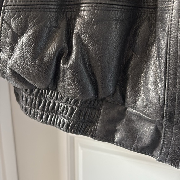 Vintage Leather Modango Sport Black Leather/Fabric Bomber Jacket size L. - Picture 7 of 16